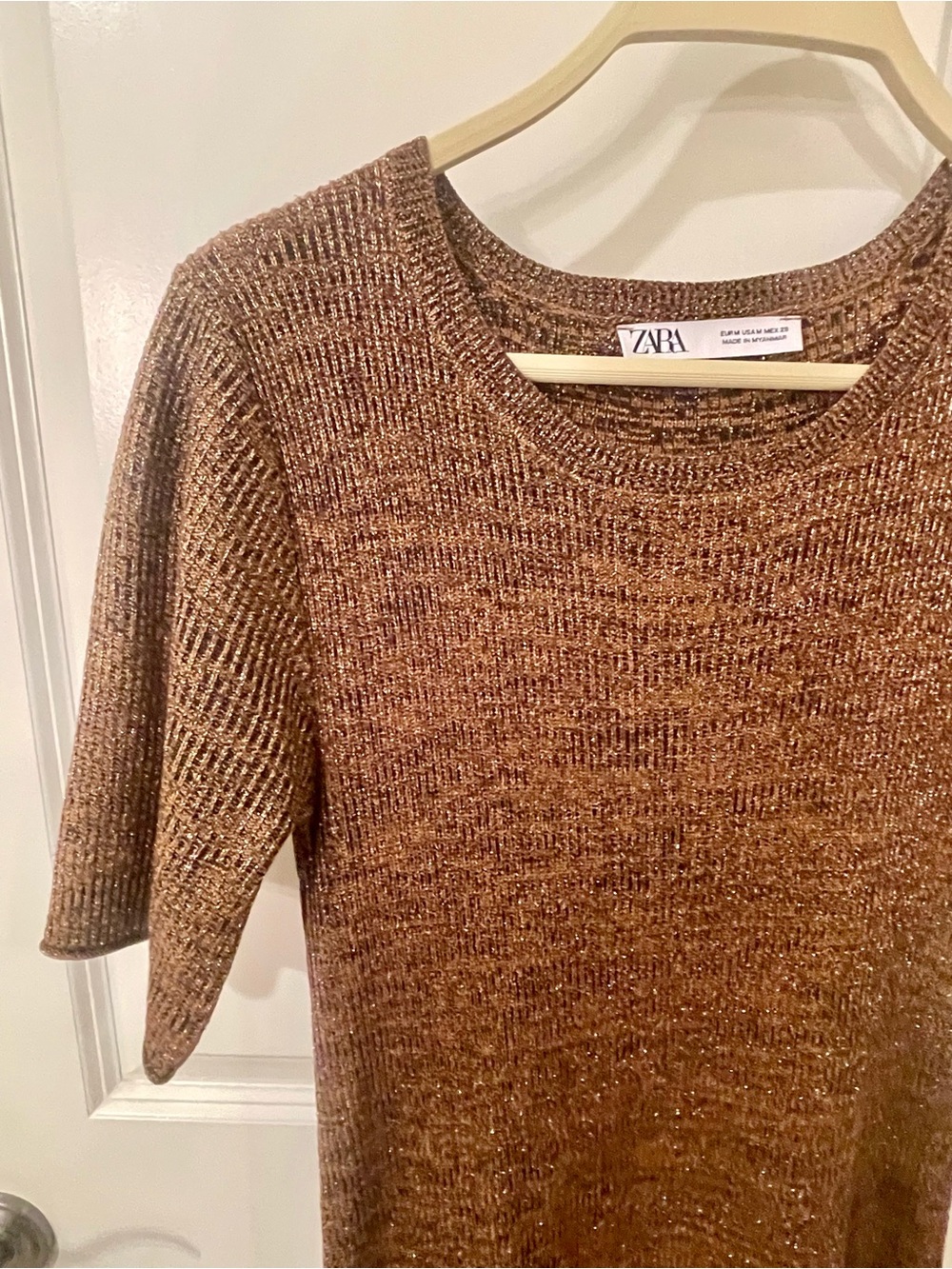 Zara bronze ribbed midi dress